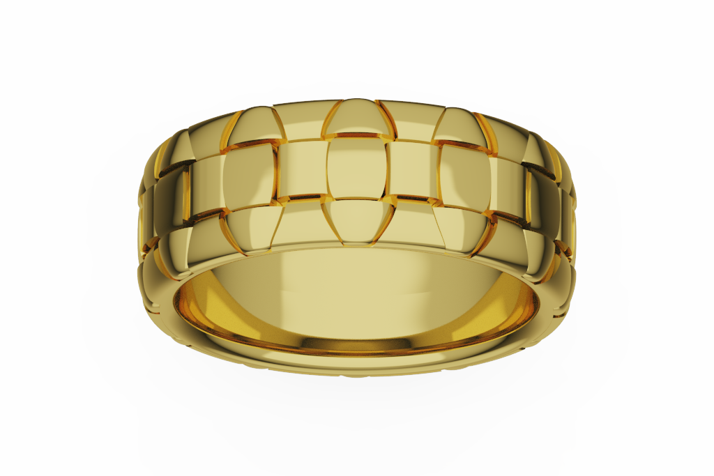 Wide Basket Weave Textured Wedding Band