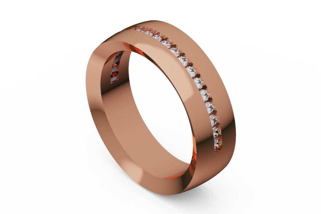 Wide Men's Diagonal Diamond Wedding Band