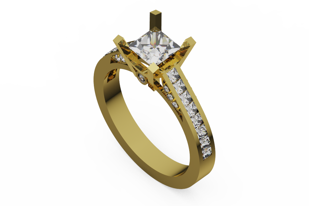 Architectural Princess Cut Diamond Engagement Ring