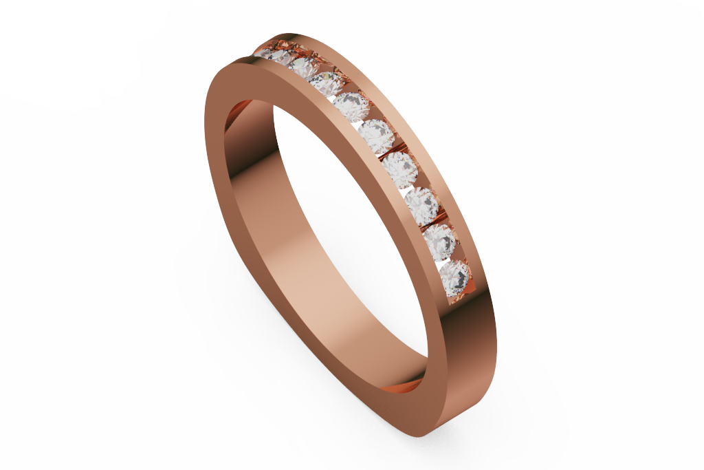 Straight Channel Set Round Diamond Wedding Band