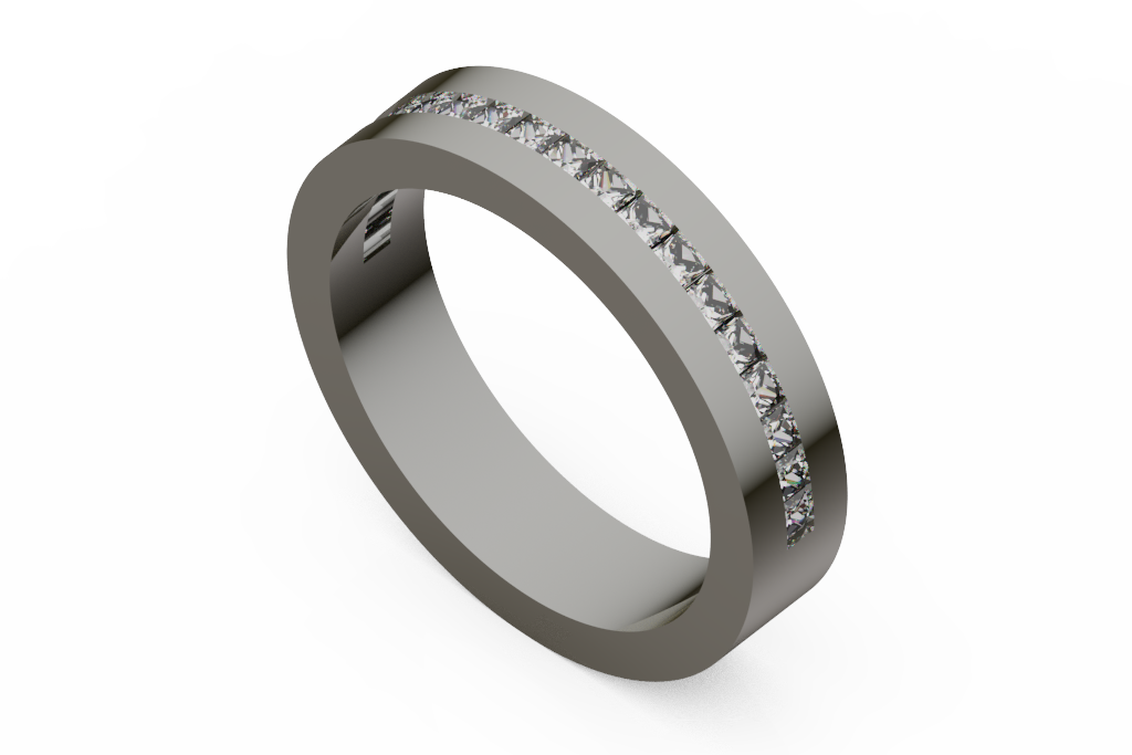 Channel Set Princess Cut Diamond Wedding Band