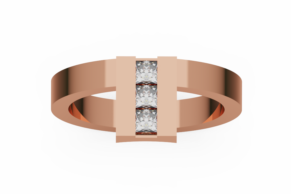 Three Princess Cut Bar Fashion Ring