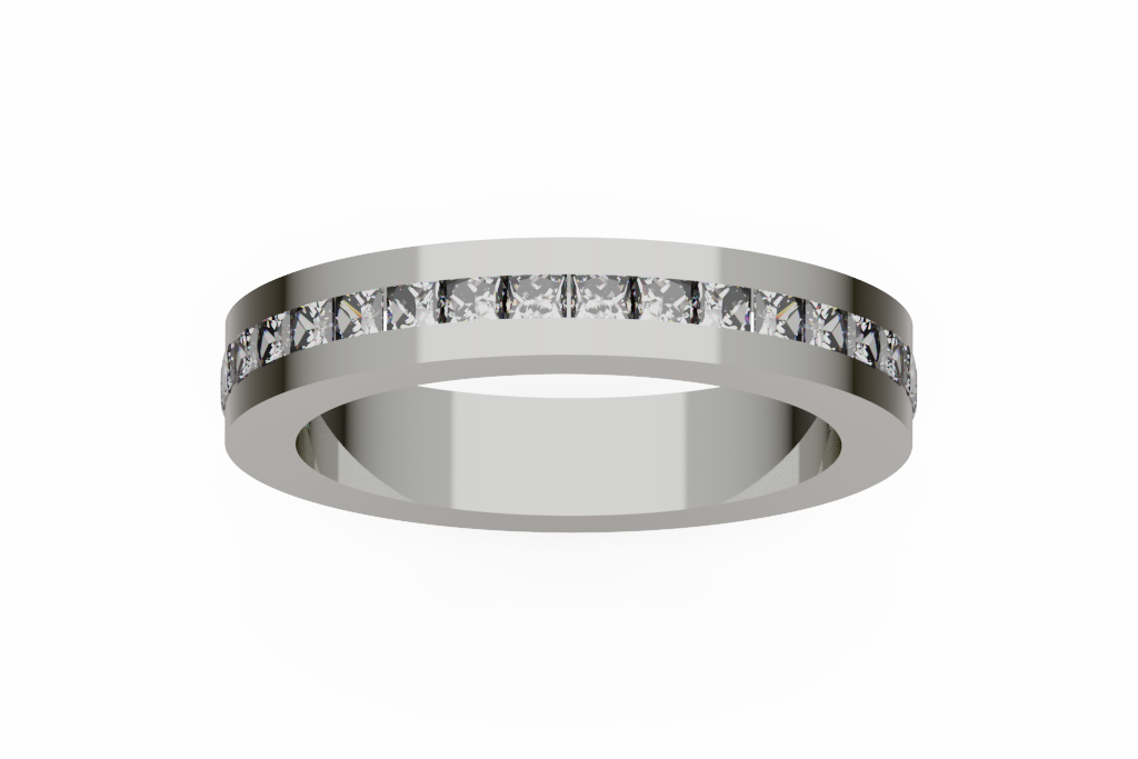 Narrow Channel Set Princess Diamond Band