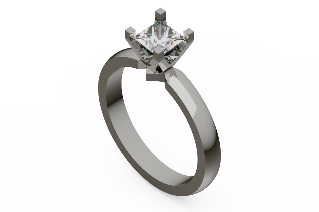 Princess Cut Solitaire Ring With Open Basket