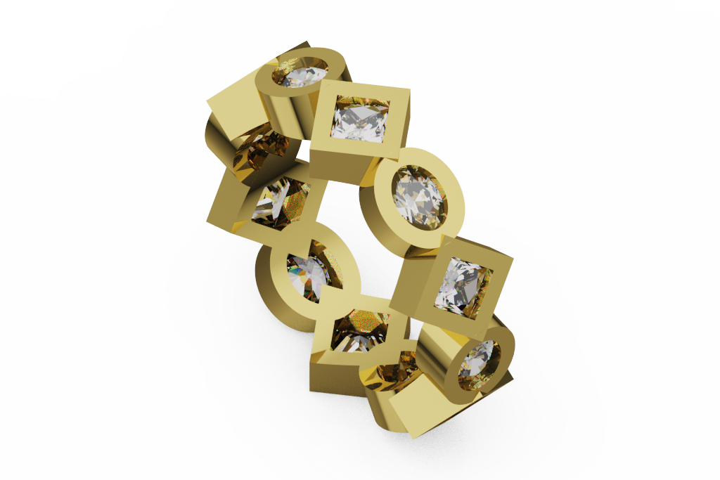 Mixed Shape Geometric Diamond Fashion Band