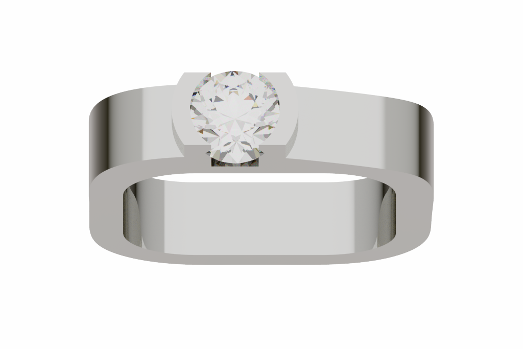 Wide Partial Bezel Round Diamond Solitaire Ring