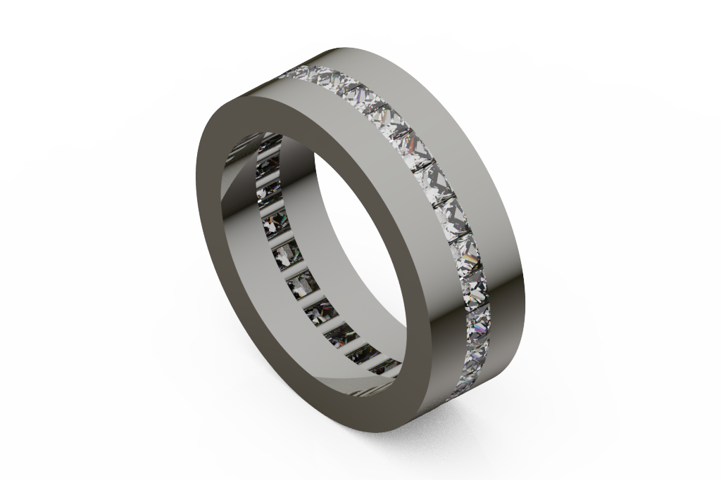 Men's Wide Channel Set Princess Diamond Band