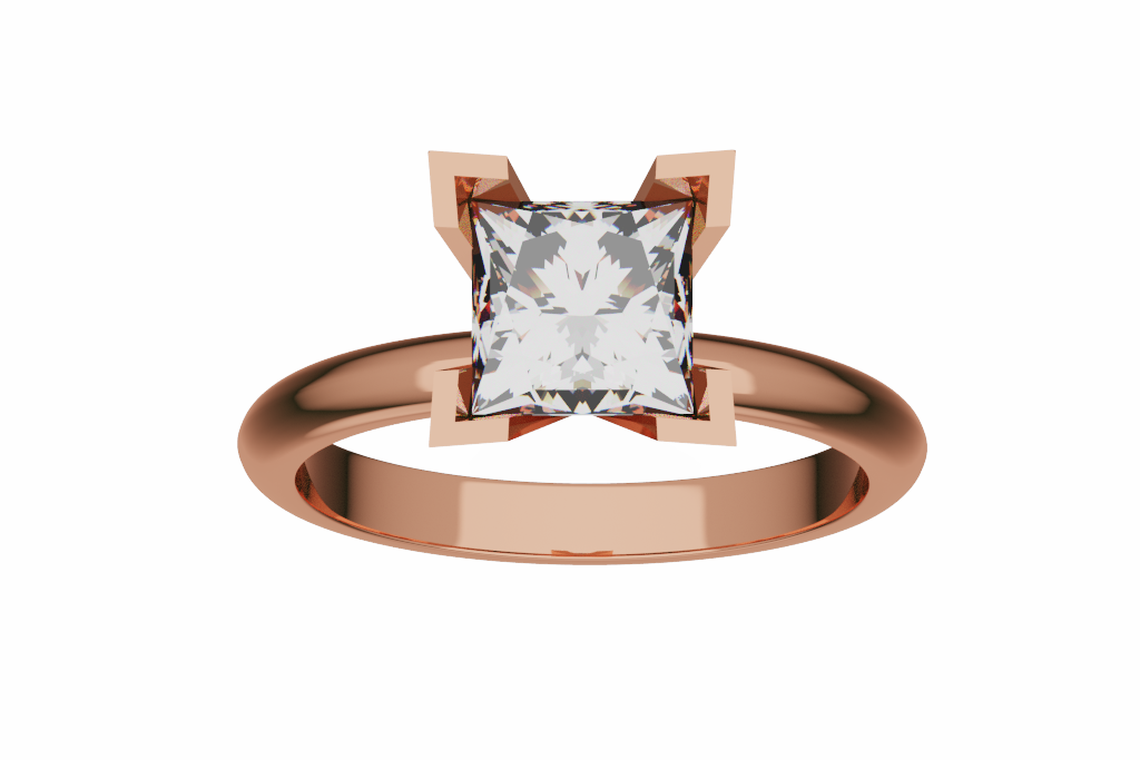 Princess Cut Cathedral Solitaire Ring