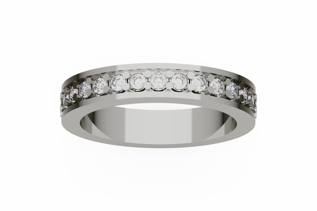 Round Diamond Channel Wedding Band