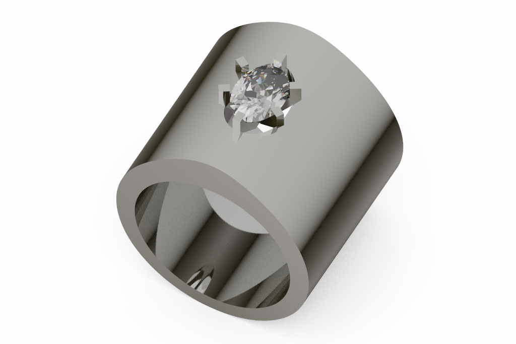 Wide Oval Diamond Cuff Ring