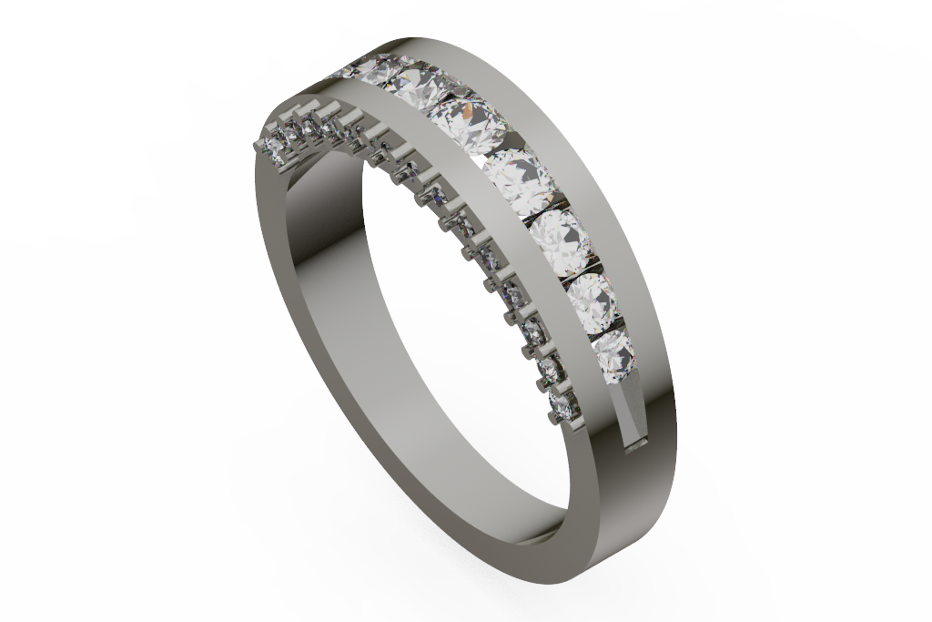Wide Channel Set Round Diamond Anniversary Band