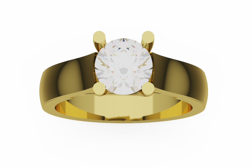 Wide Round Four Prong Cathedral Solitaire Ring
