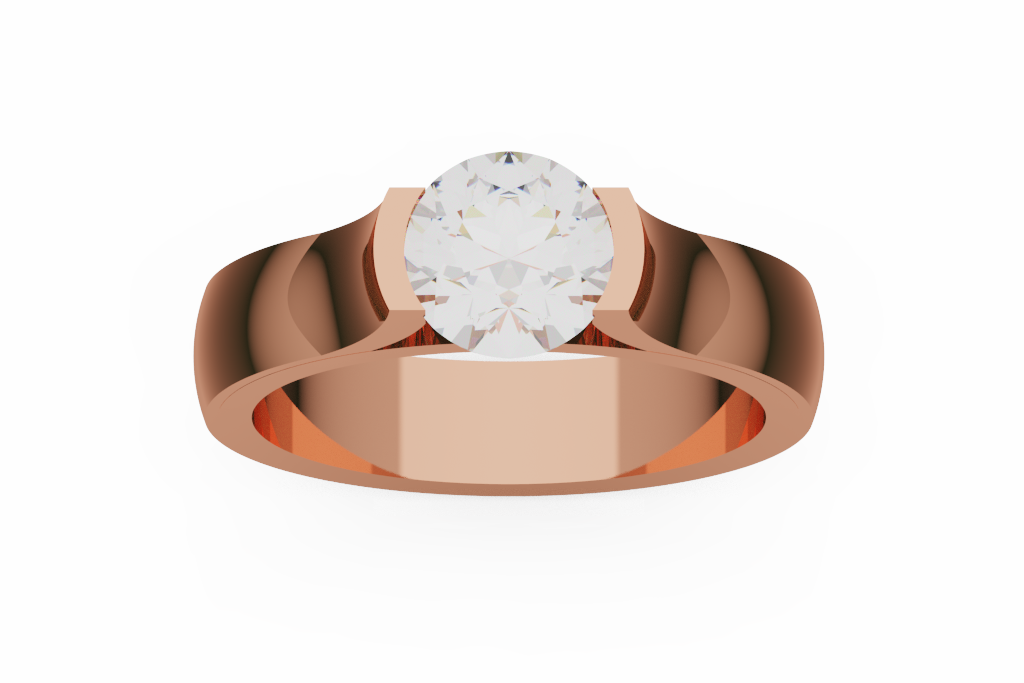 Round Tension Style Solitaire Ring With Open Shoulders