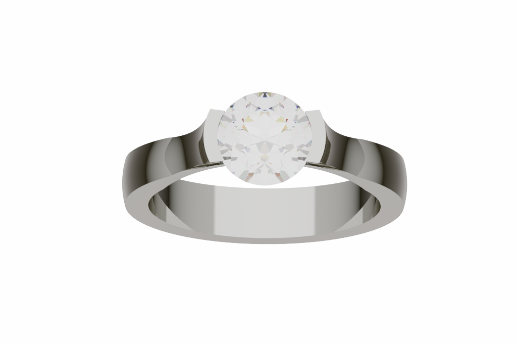 Open Shoulder Round Half Bezel Solitaire Ring
