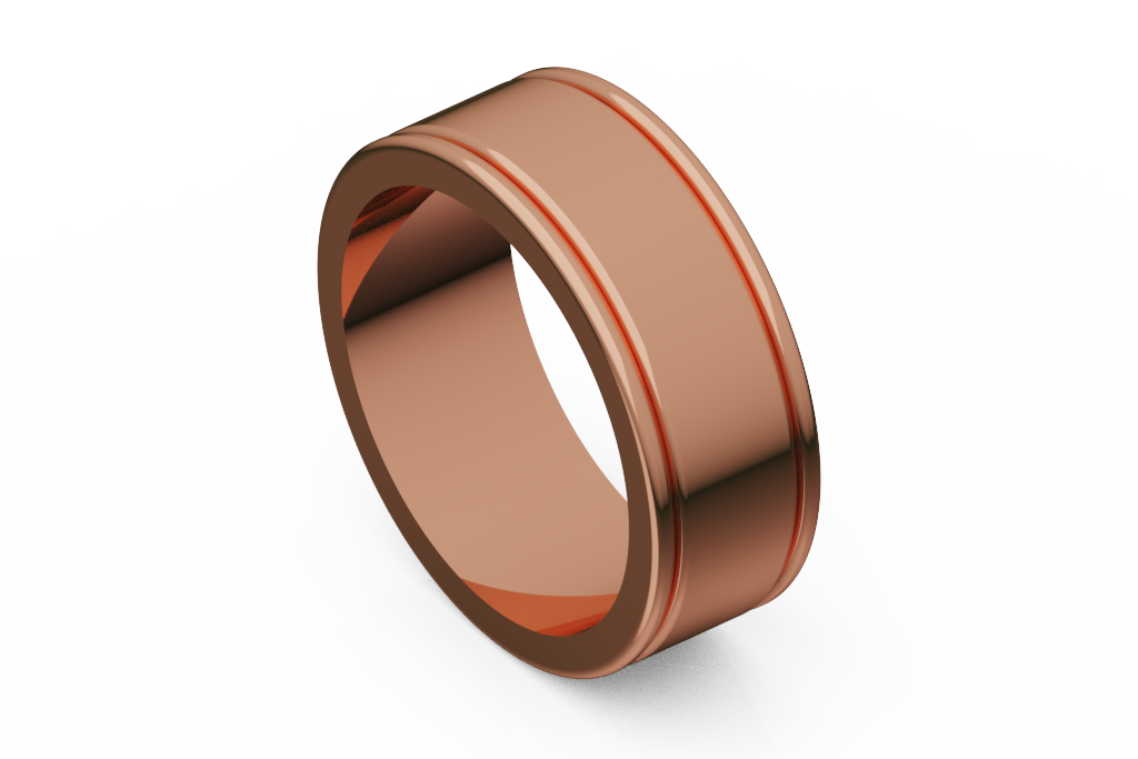 Wide Grooved Edge Wedding Band