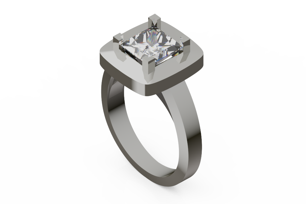Princess Cut Square Platform Engagement Ring