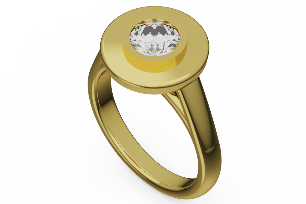 Round Diamond Disc Halo Engagement Ring