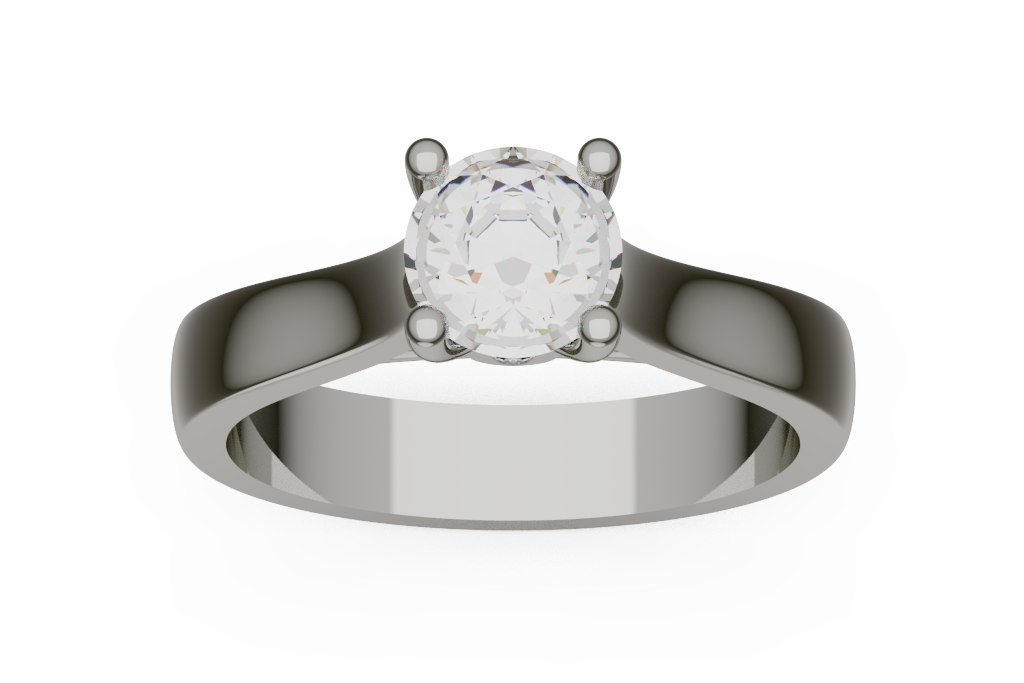 Round Solitaire Ring With Surprise Accent