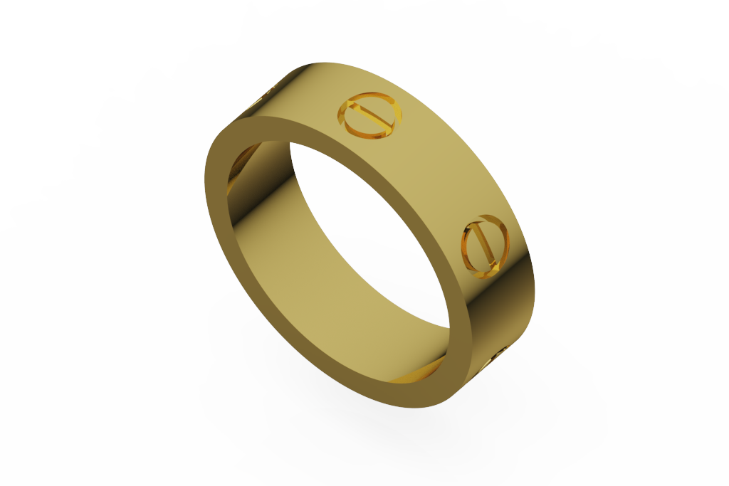 Wide Screw Motif Wedding Band