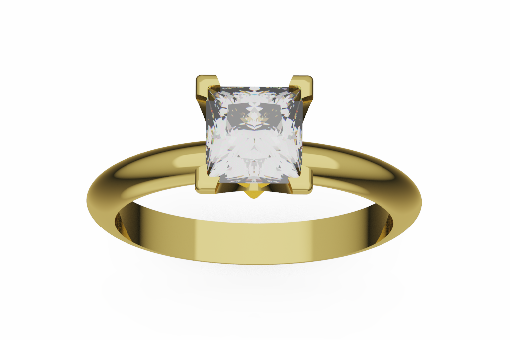 Princess Cut Four Prong Solitaire Ring