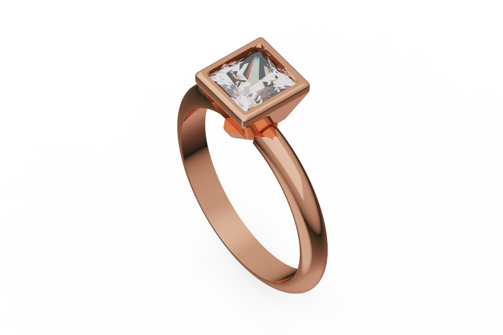 Princess Cut Bezel Solitaire Ring