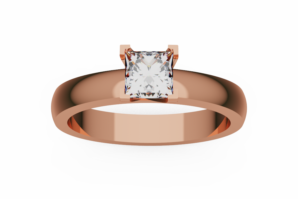 Wide Princess Cut Four Prong Solitaire Ring