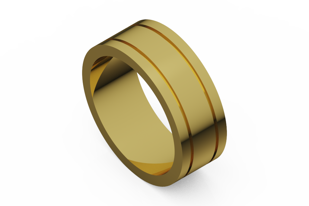 Wide Triple Groove Wedding Band