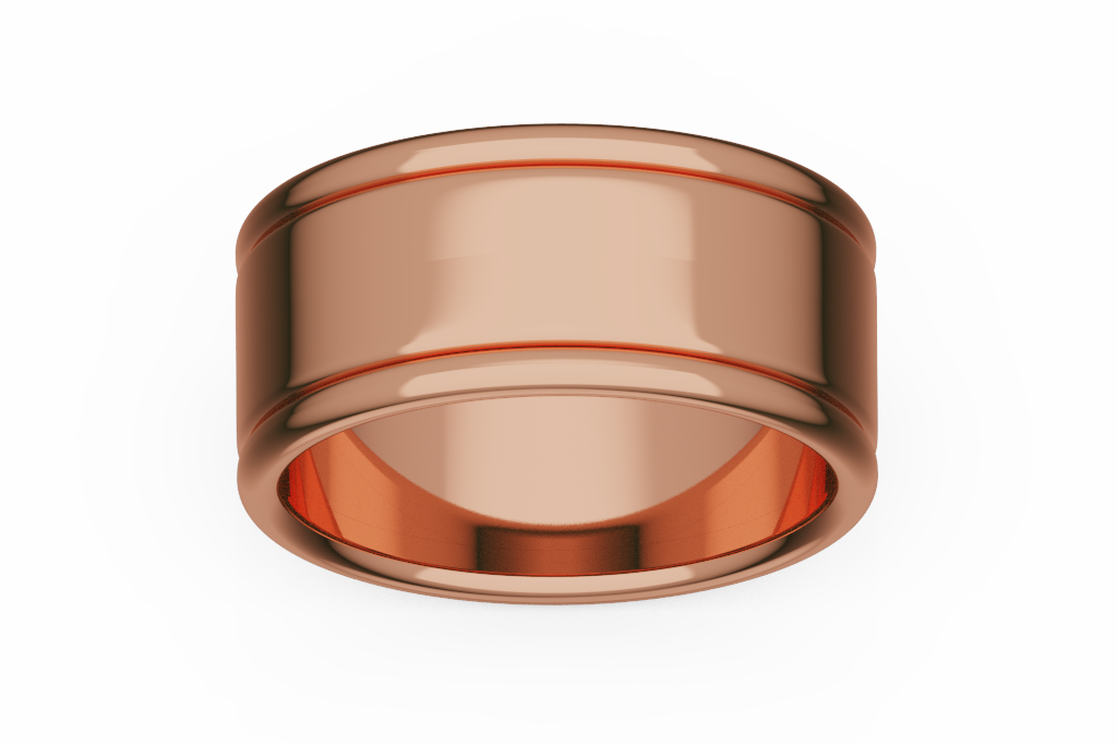 Wide Raised Rail Wedding Band