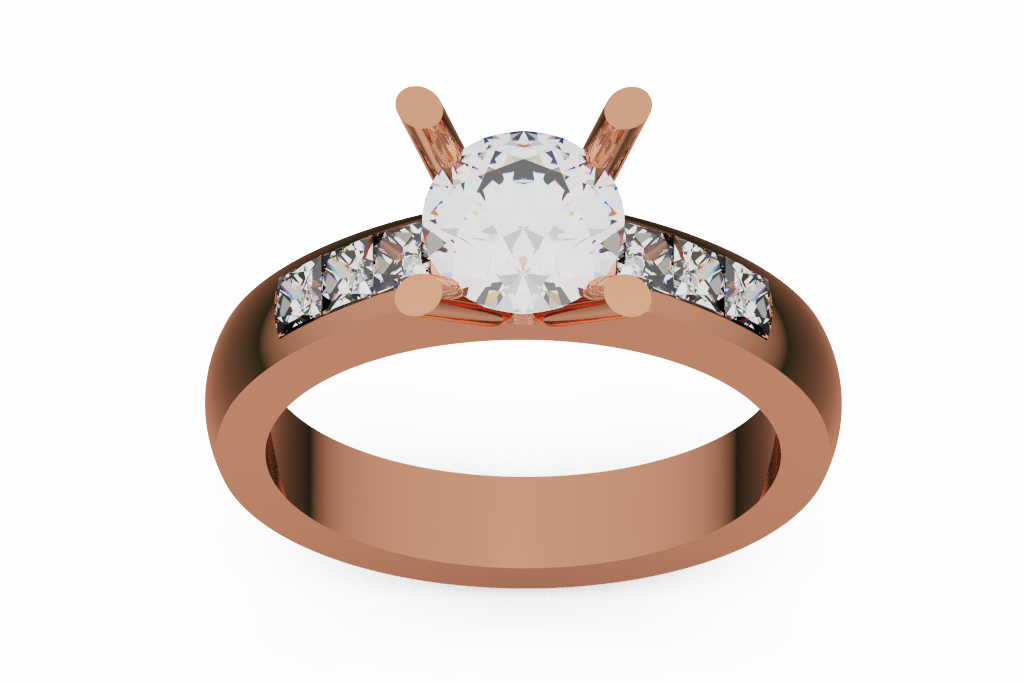 Round Diamond Engagement Ring With Channel Shoulders