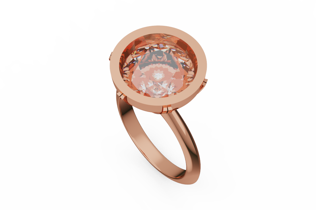 Oversized Round Bezel Disc Solitaire Ring