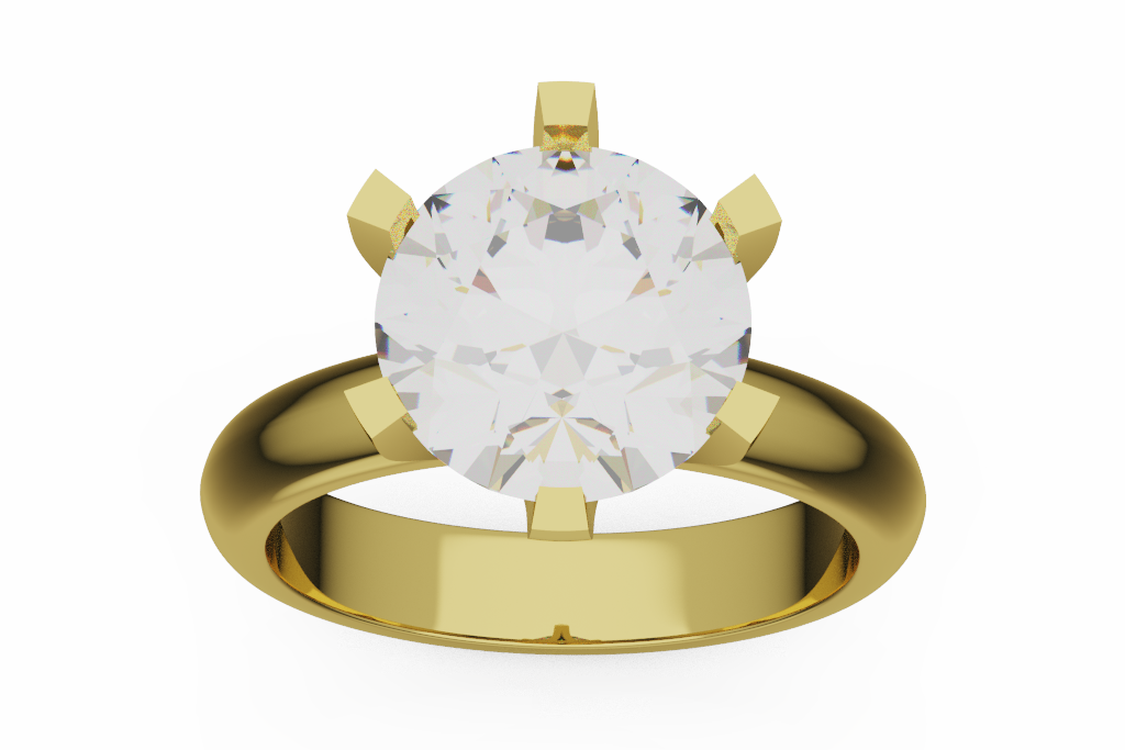 Round Diamond Solitaire Ring With Chunky Prongs
