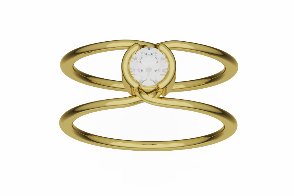 Double Loop Round Bezel Solitaire Ring