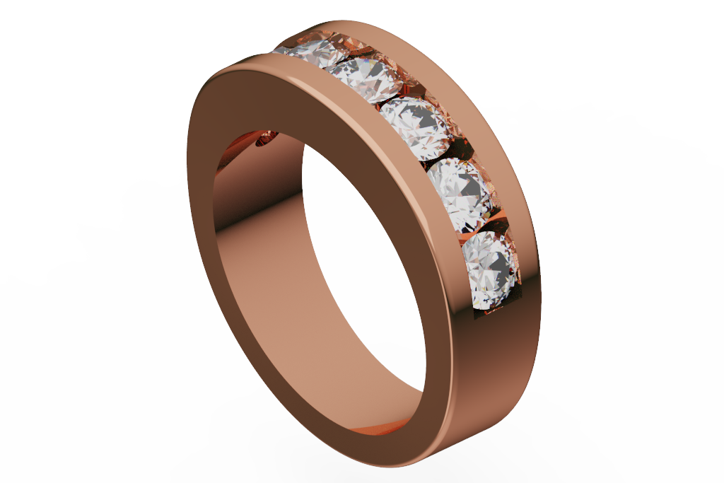 Wide Channel Set Diamond Wedding Band