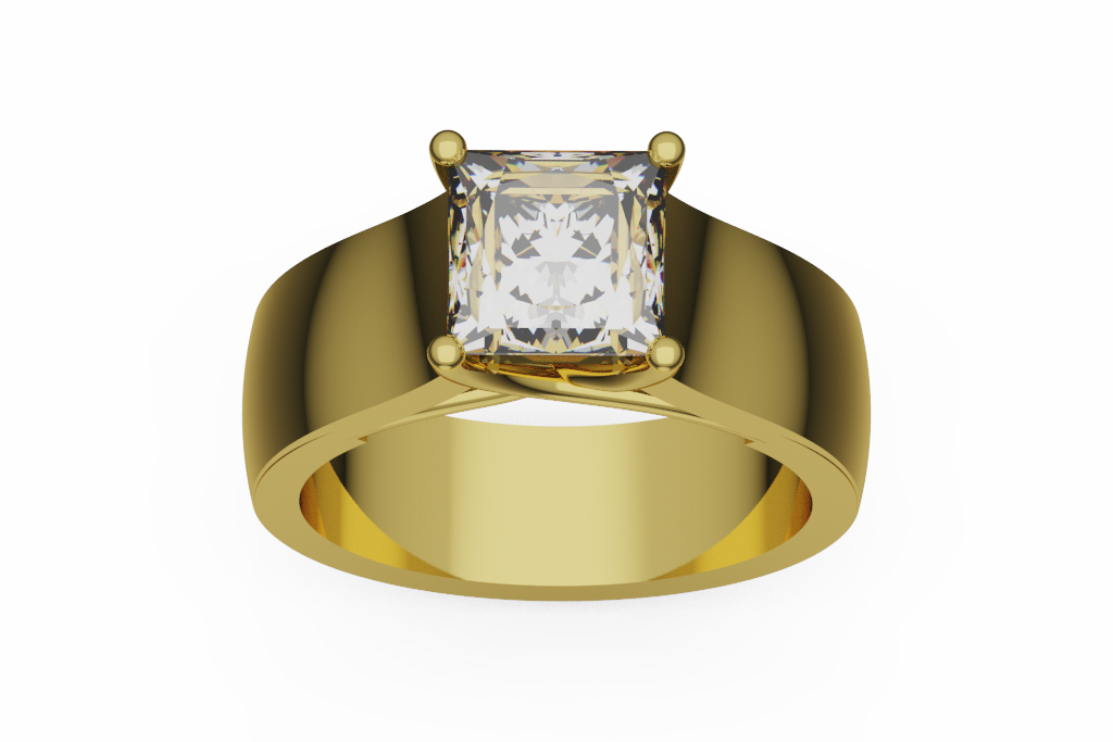 Princess Cut Split Shoulder Solitaire Ring