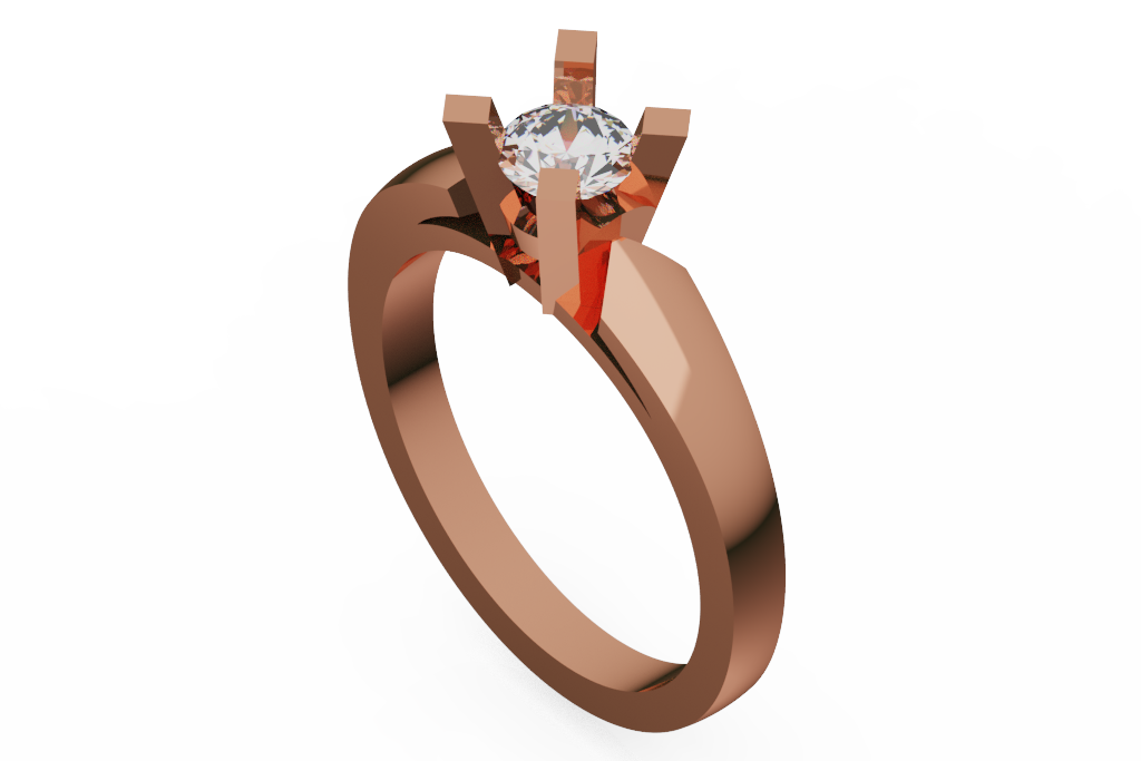 Round Solitaire Ring With Block Prong Crown