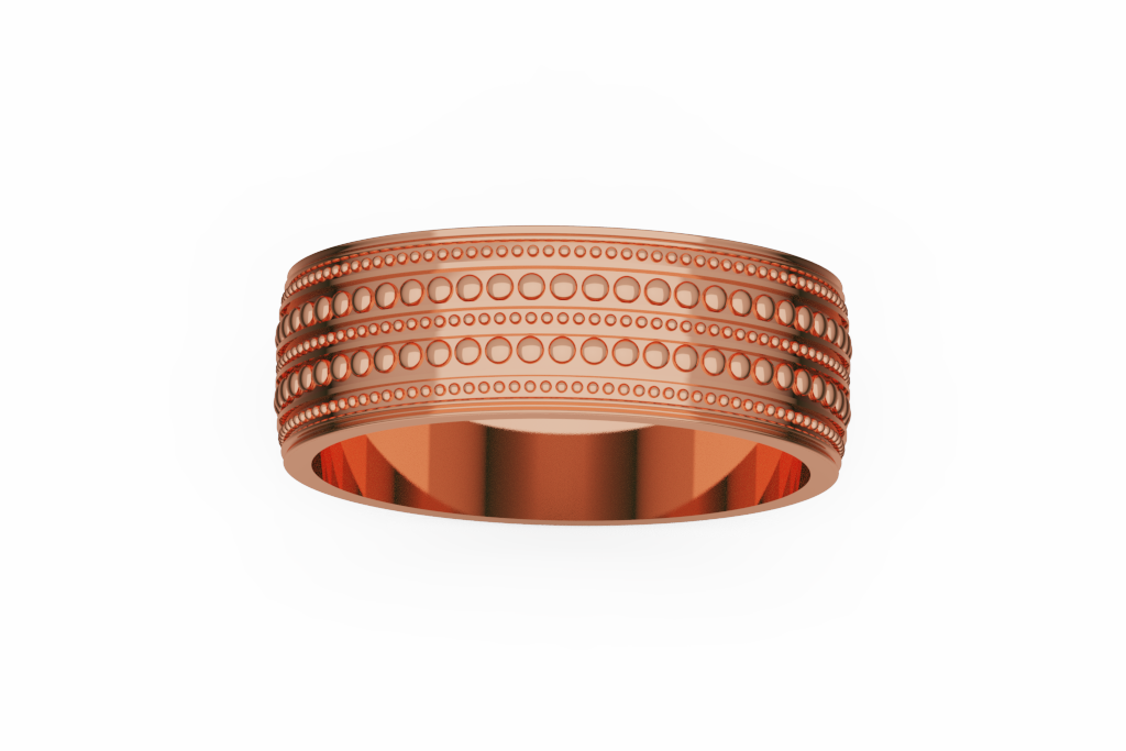 Wide Beaded Milgrain Wedding Band