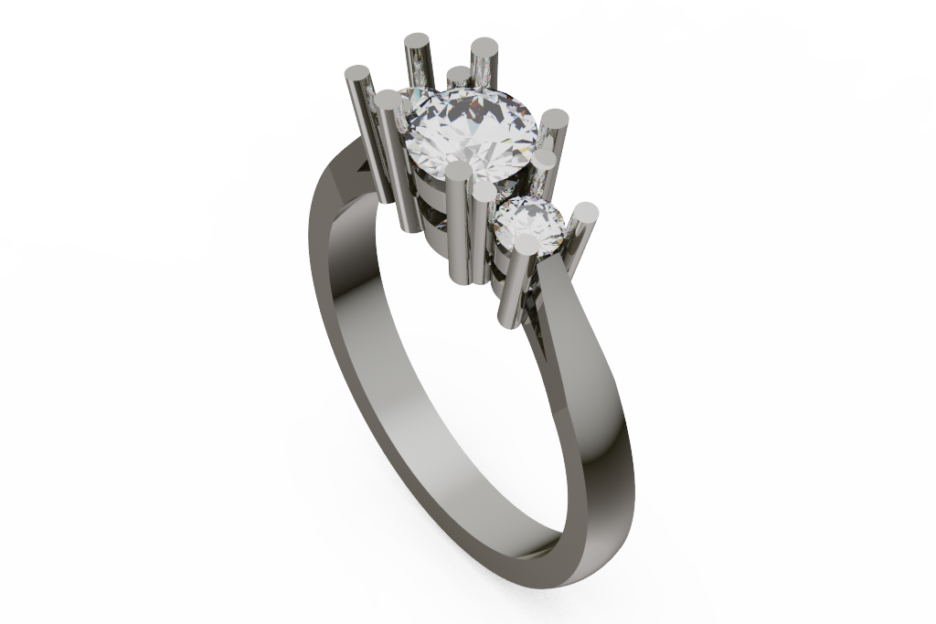Round Three Stone Ring With Tall Prongs