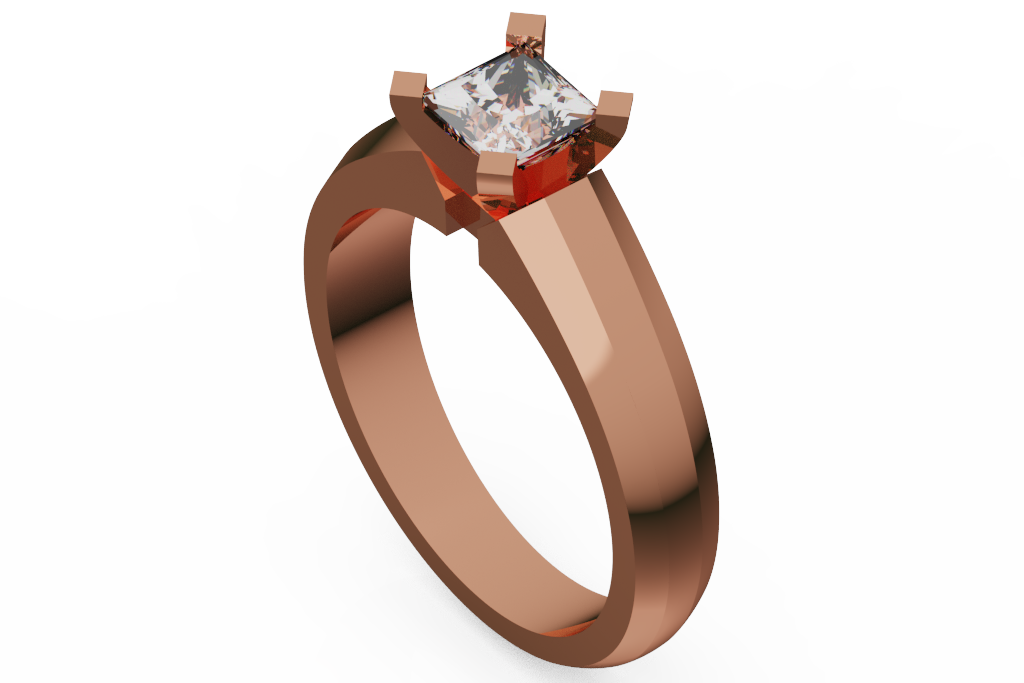 Princess Cut Block Prong Solitaire Ring