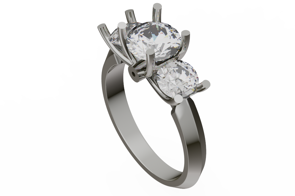 Oversized Round Three Stone Trellis Ring