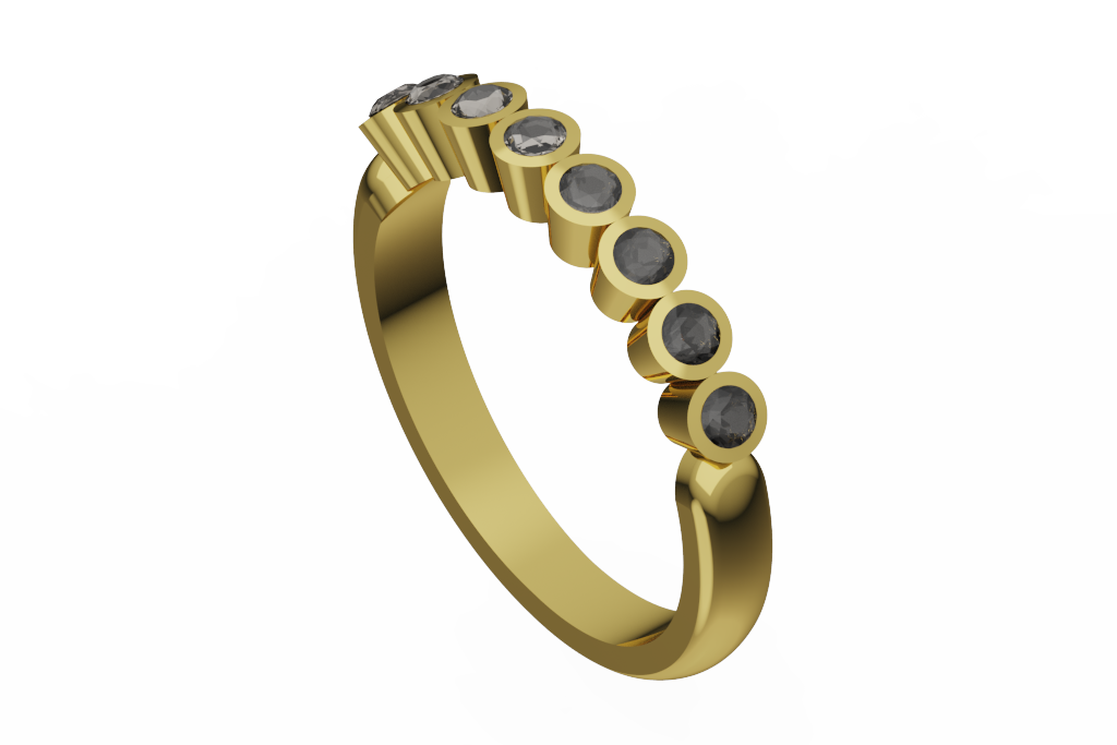 Dark Round Bezel Bubble Diamond Band