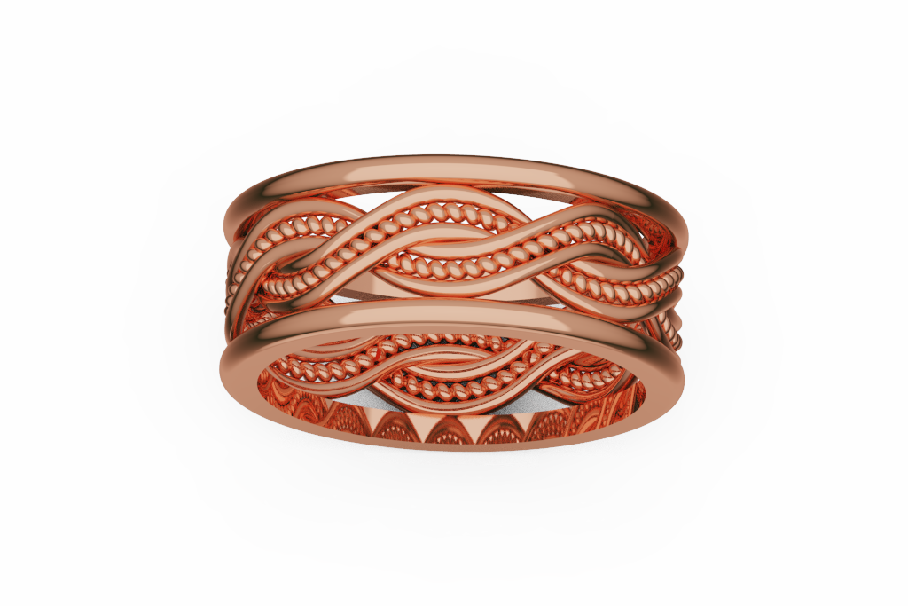 Wide Double Braided Rope Wedding Band