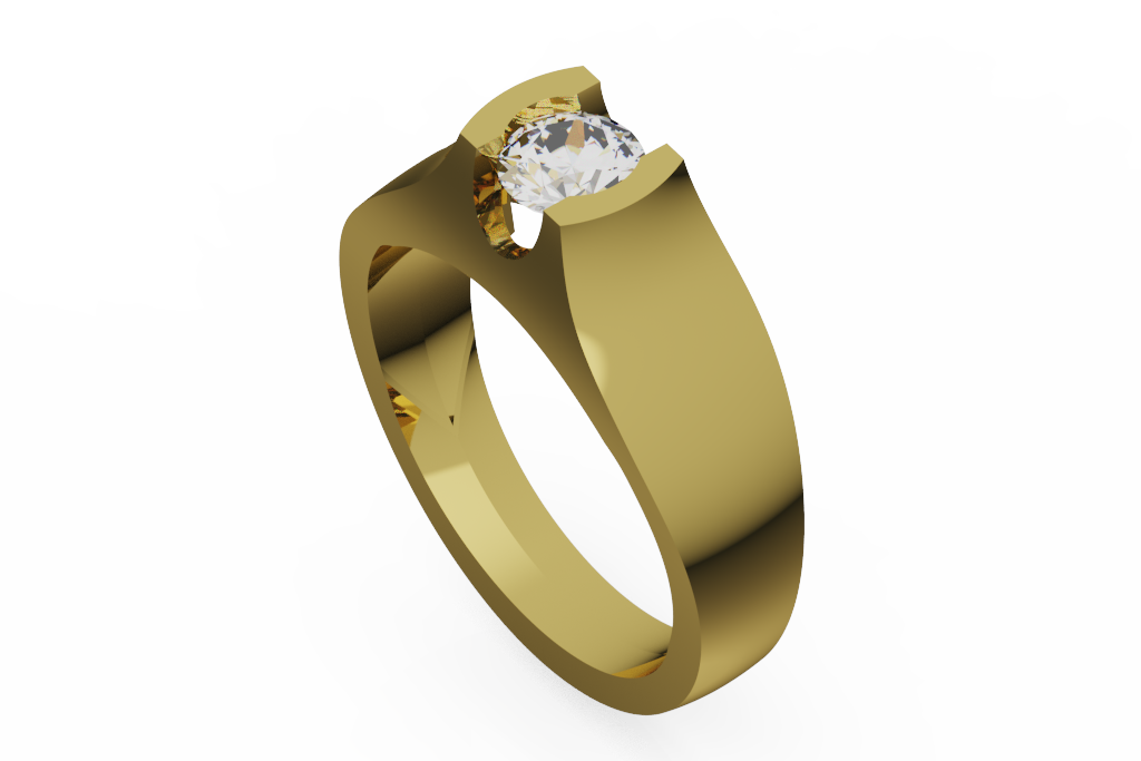 Wide Bypass Tension Round Solitaire Ring