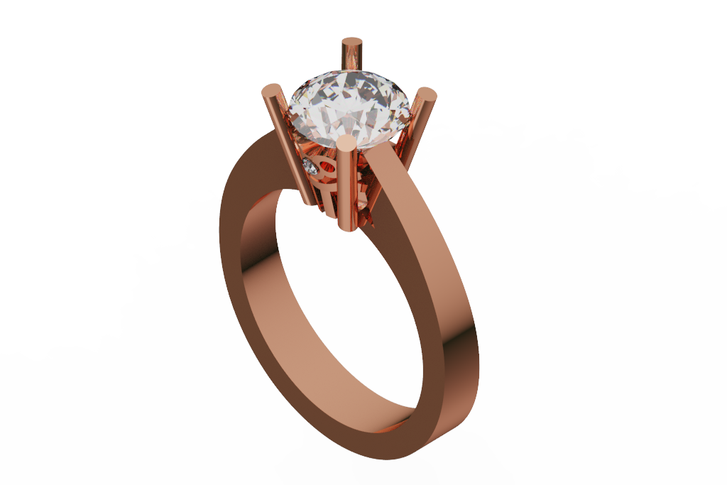 Round Solitaire Ring With Split Bypass Shoulders
