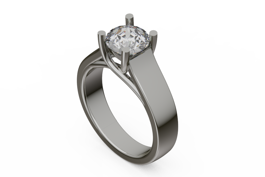 Round Solitaire Ring With Sweeping Split Shank