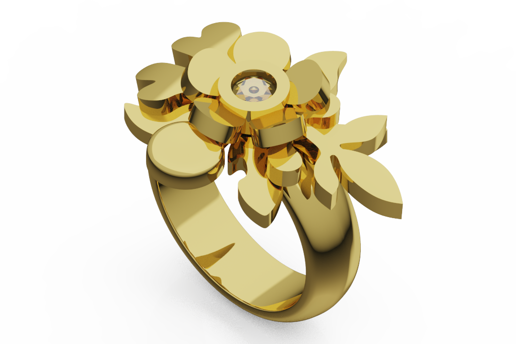 Floral Leaf Diamond Cocktail Ring