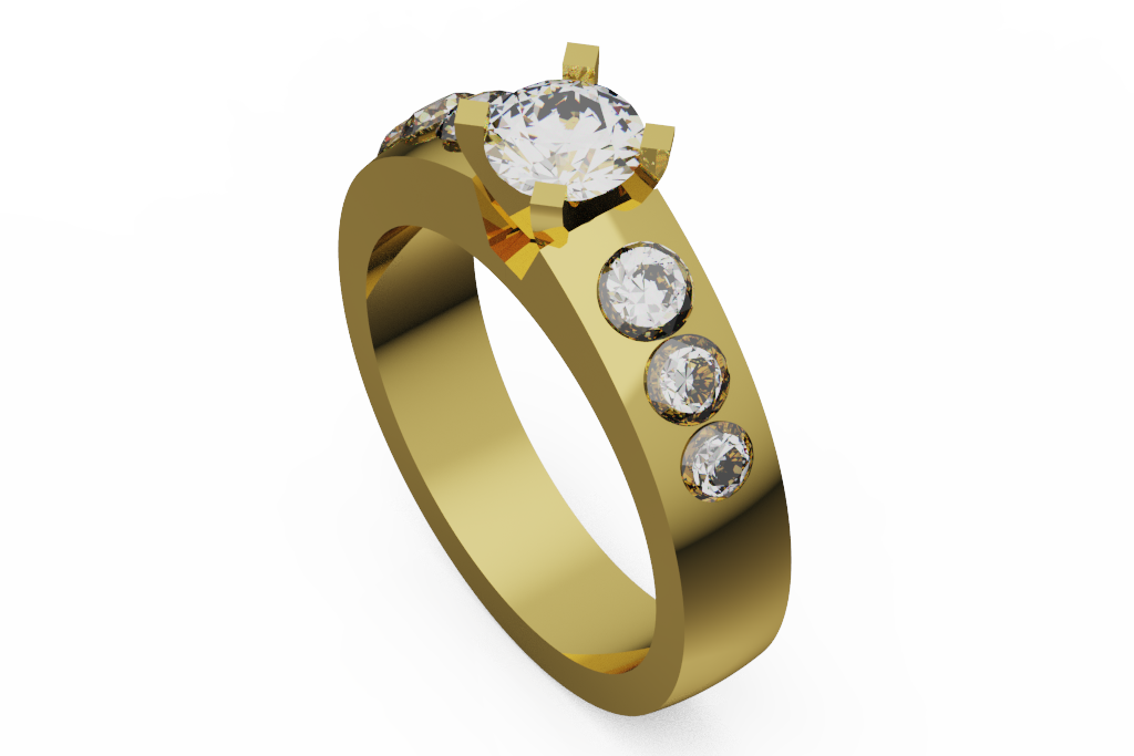 Round Diamond Engagement Ring With Bezel Set Shoulders