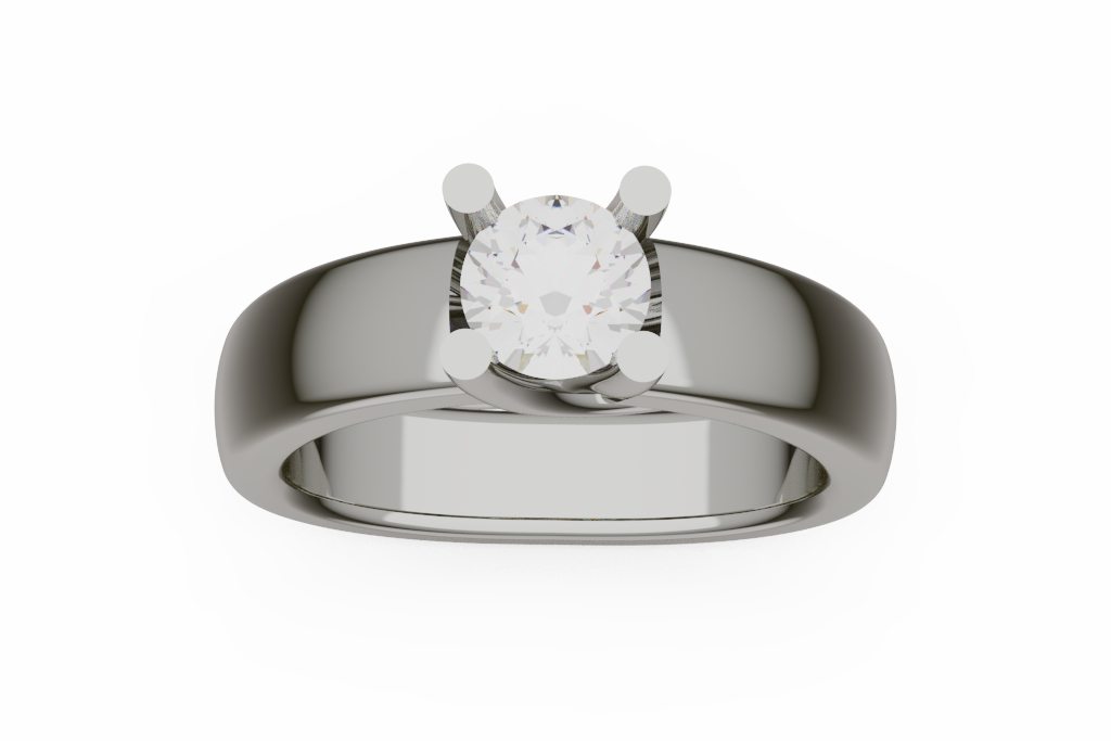Round Solitaire Ring With Curved Cathedral Shoulders