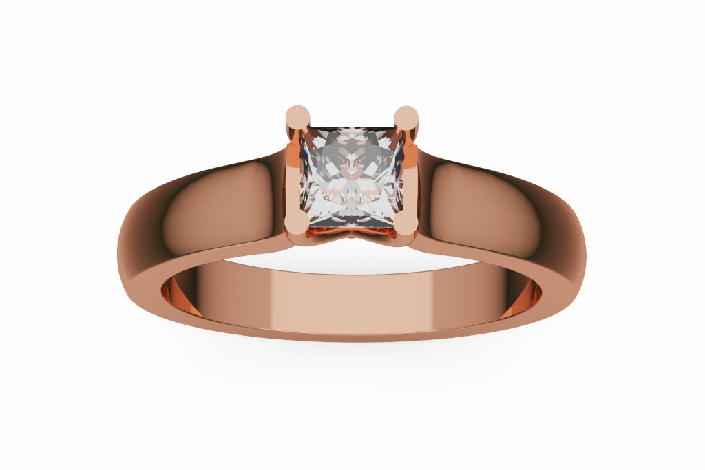 Princess Cut Solitaire Ring With Rounded Shoulders
