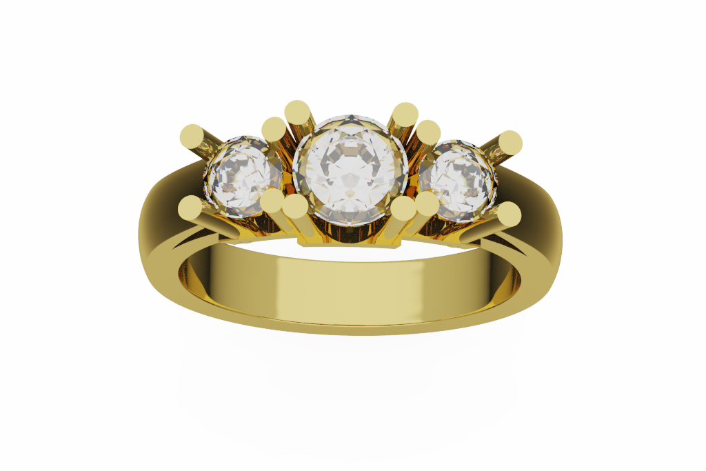 Three Round Stone Ring With Split Rail Gallery