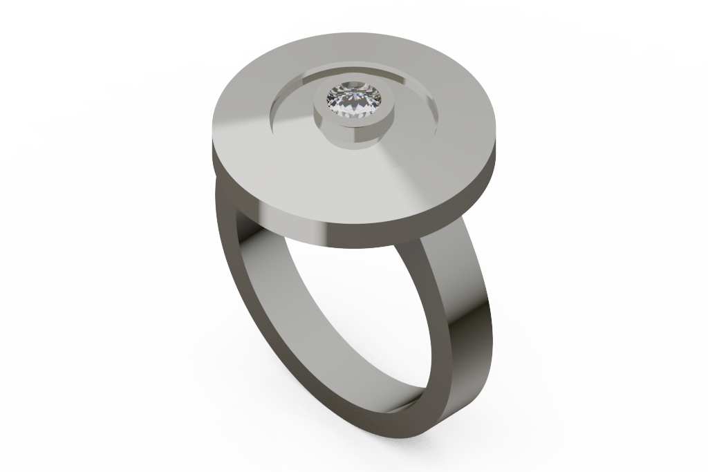 Round Disc Ring With Bezel Diamond Center